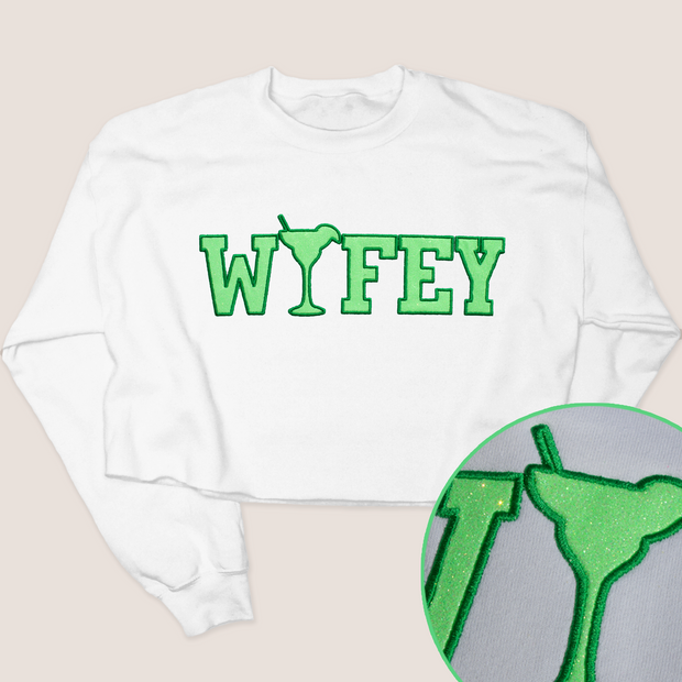 Tequila Shirt Wifey Glitter Sweatshirt Crop - University