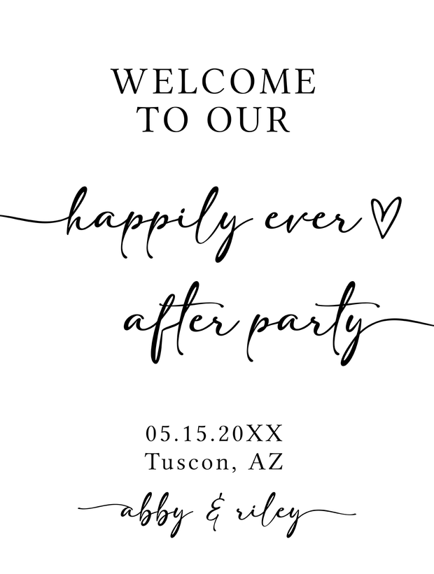 Wedding Welcome Sign - Happily Ever After