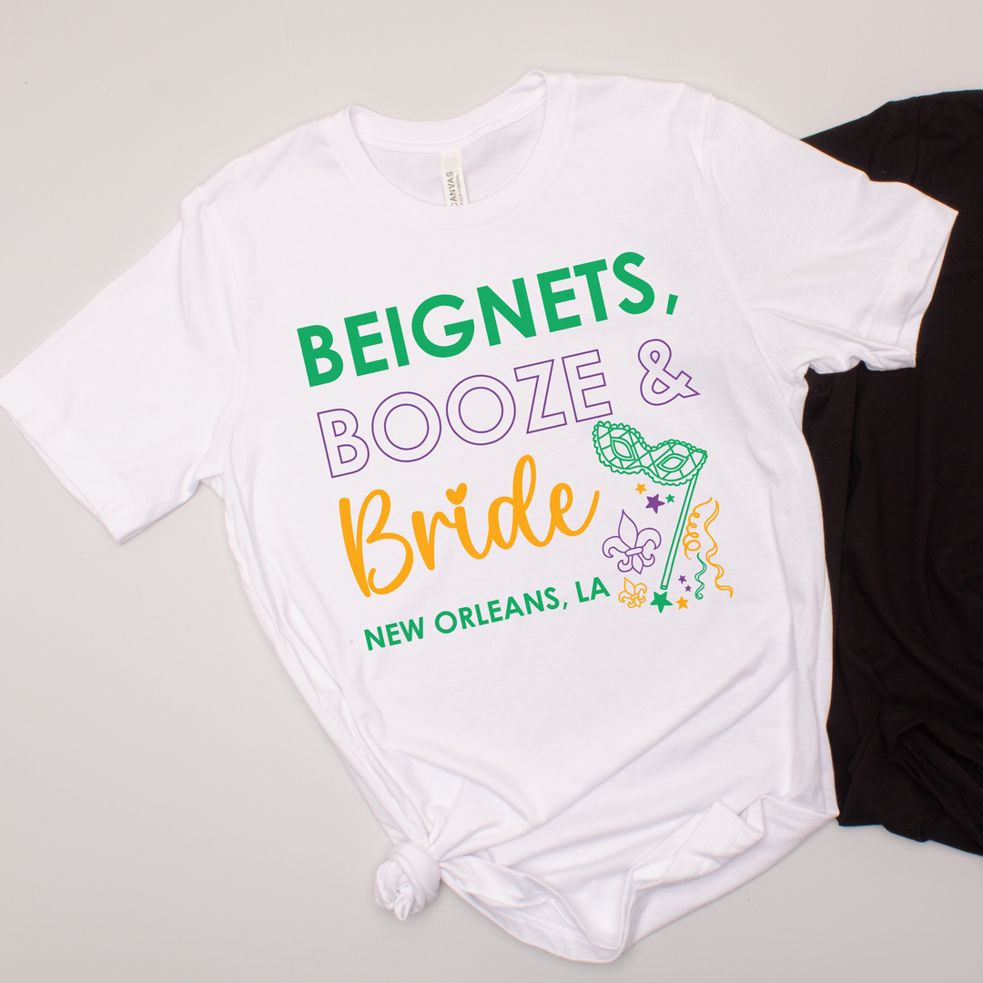 BULK ORDER of 6+ Beignets and Booze Before the I DOs | Short Sleeved Shirt | Multiple Color Options | Made To outlet Order | NOLA Bachelorette