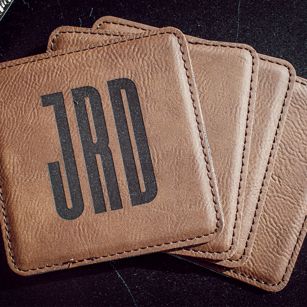 Leather Coaster with Custom Engraved Initials