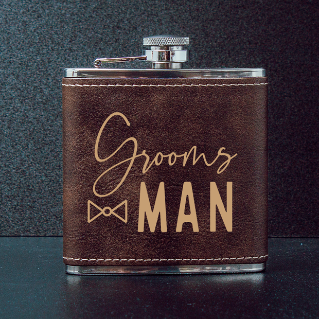 Groomsman Leather Flask