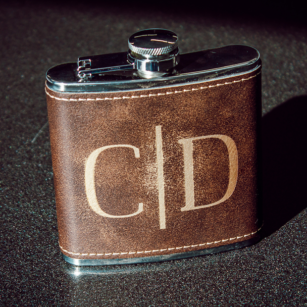 Leather Flask with Custom Engraved Initials