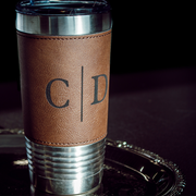 Leather Tumbler with Custom Engraved Initials