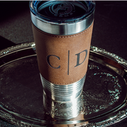 Leather Tumbler with Custom Engraved Initials