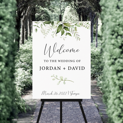 Wedding Welcome Sign - Green Botanicals