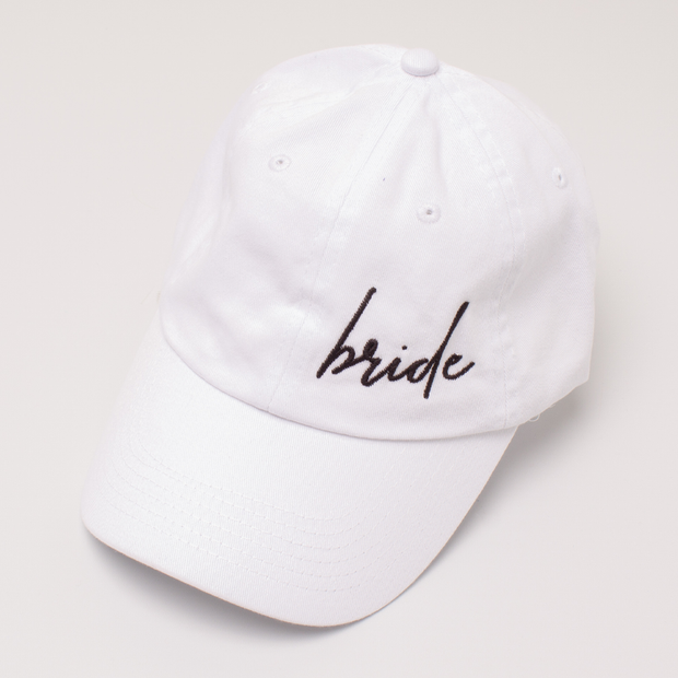 Bride Script Hat - White