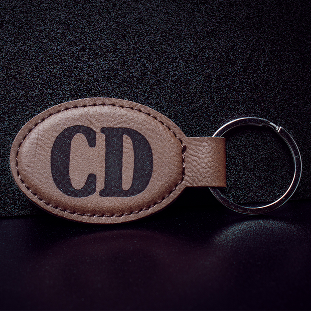 Leather Keychain with Custom Engraved Initials