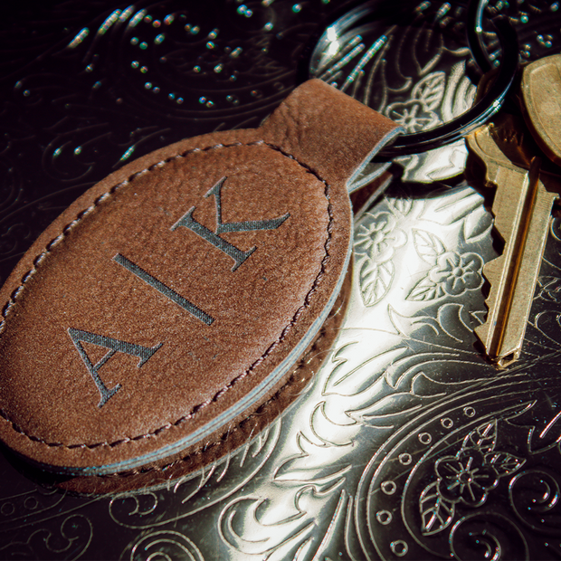 Leather Keychain with Custom Engraved Initials