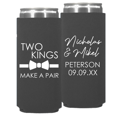 Wedding 169 - Two Kings Make A Pair - Neoprene Slim Can