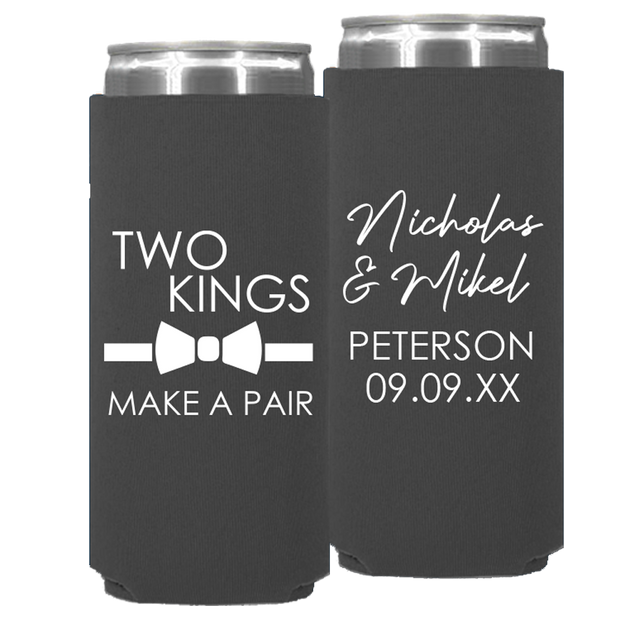 Wedding 169 - Two Kings Make A Pair - Neoprene Slim Can