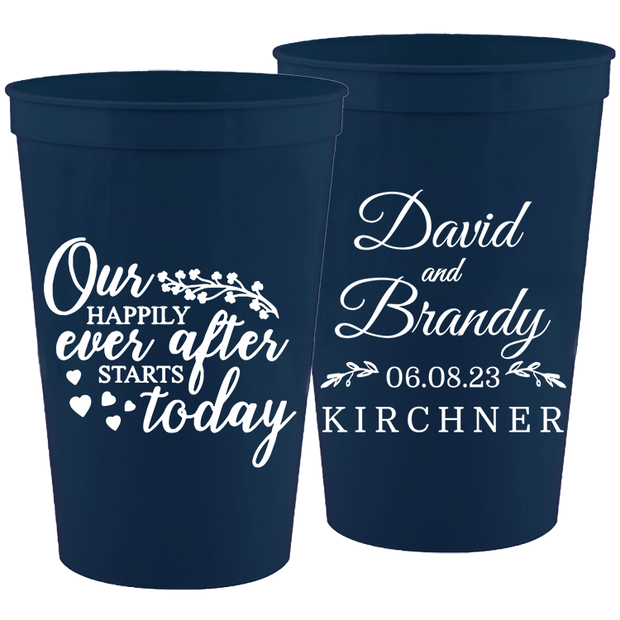 Wedding 100 - Our Happily Ever After Starts Today - 16 oz Plastic Cups