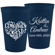 Wedding - Congrats And Best Wishes Heart - 16 oz Plastic Cups 103