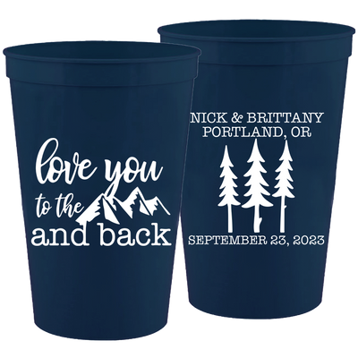 Wedding 116 - Love You To The Moon & Back Trees - 16 oz Plastic Cups