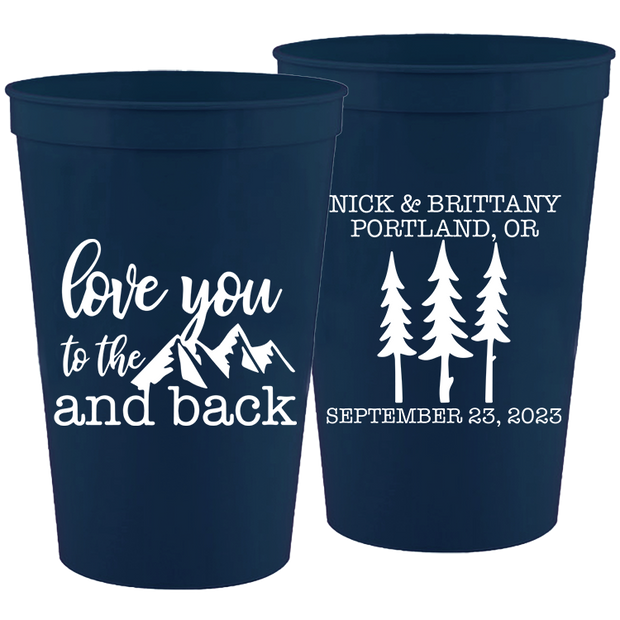 Wedding - Love You To The Moon & Back Trees - 16 oz Plastic Cups 116
