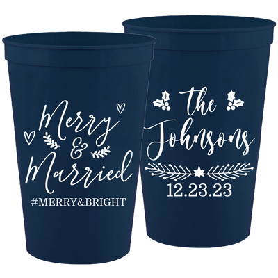 Wedding 121 - Merry & Married - 16 oz Plastic Cups