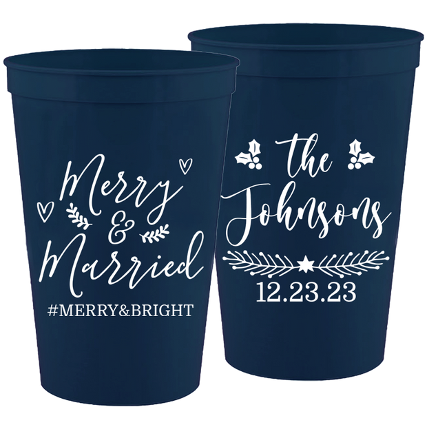 Wedding - Merry & Married - 16 oz Plastic Cups 121