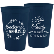 Wedding 123 - Welcome Winter Names - 16 oz Plastic Cups