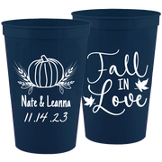 Wedding 127 - Fall In Love Pumpkin - 16 oz Plastic Cups