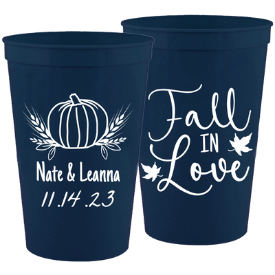 Wedding 127 - Fall In Love Pumpkin - 16 oz Plastic Cups