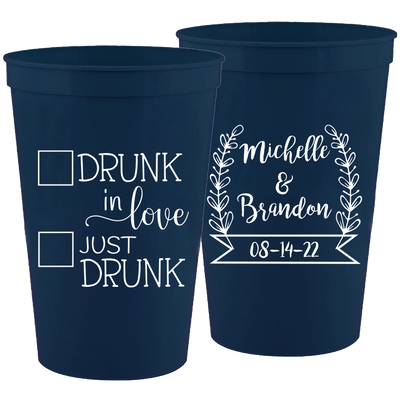 Wedding 142 - Drunk In Love With Leaves - 16 oz Plastic Cups