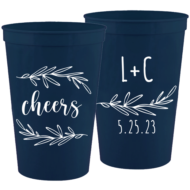 Wedding - Cheers With Leaves - 16 oz Plastic Cups 157