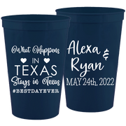 Wedding 163 - What Happens In Texas Stays In Texas - 16 oz Plastic Cups
