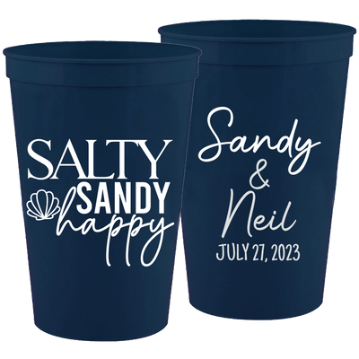 Wedding 166 - Salty Sandy Happy - 16 oz Plastic Cups
