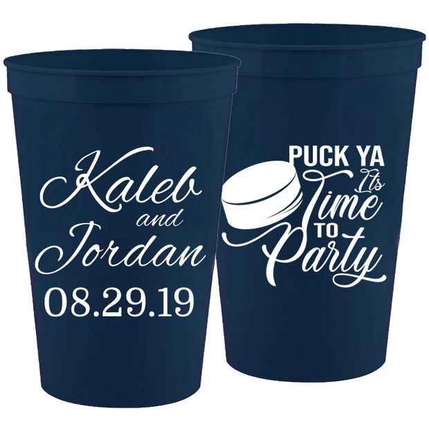 Wedding 019 - Puck Ya It's Time To Party - 16 oz Plastic Cups