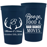 Wedding 020 - Booze Food And Bad Dance Moves With Antlers - 16 oz Plastic Cups