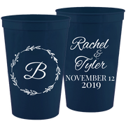 Wedding 027 - Classy Wedding Names And Floral - 16 oz Plastic Cups