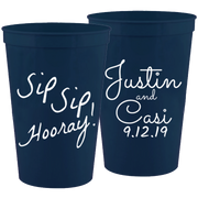 Wedding 028 - Sip Sip Hooray! - 16 oz Plastic Cups