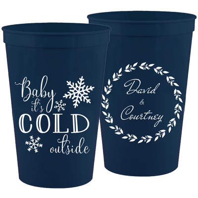 Wedding 043 - Baby It's Cold Outside Winter - 16 oz Plastic Cups