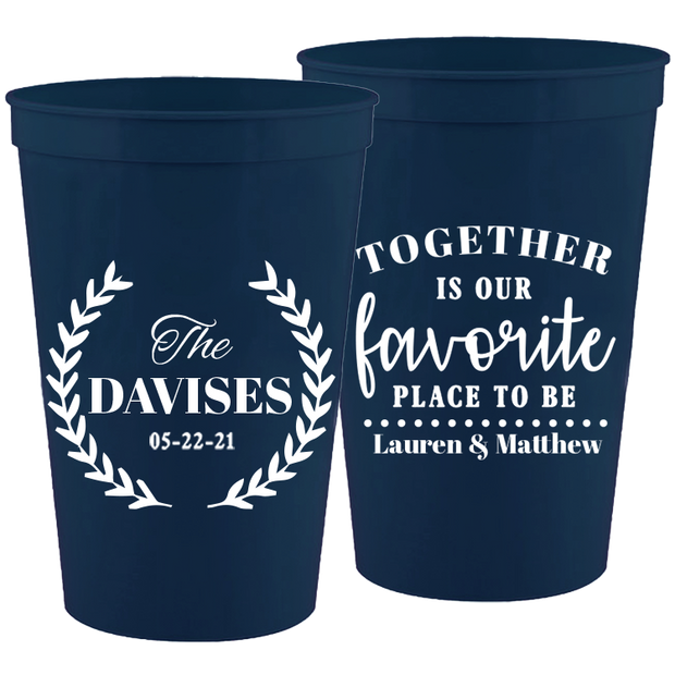 Wedding 050 - Together Is Our Favorite Place To Be Leaves - 16 oz Plastic Cups