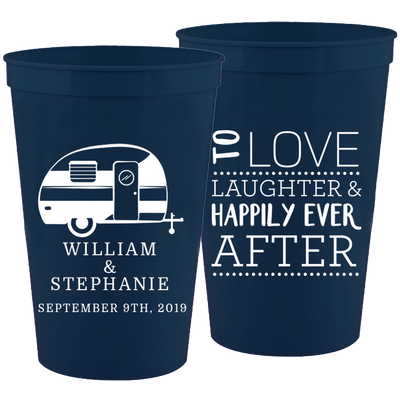 Wedding 055 - To Love Laughter (4) Camper - 16 oz Plastic Cups