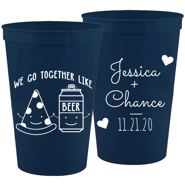 Wedding 075 - We Go Together Like Pizza And Beer - 16 oz Plastic Cups