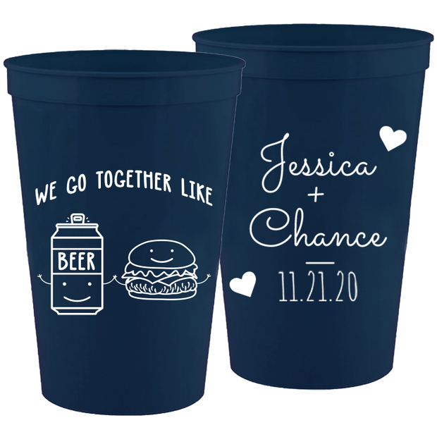 Wedding 076 - We Go Together Like Beer And Hamburger - 16 oz Plastic Cups