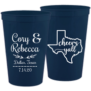 Wedding 079 - Cheers Yall With Texas State - 16 oz Plastic Cups