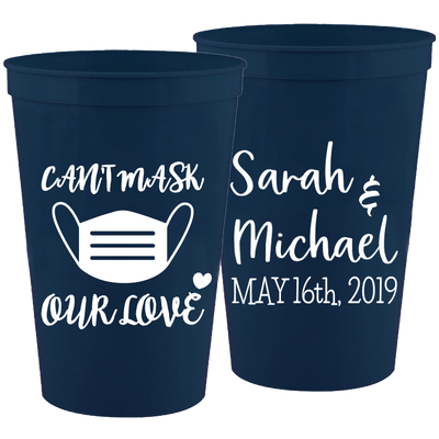 Wedding 087 - Can't Mask Our Love - 16 oz Plastic Cups