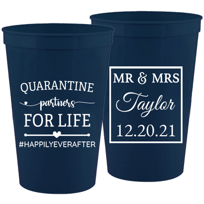 Wedding 088 - Quarantine Partners For Life - 16 oz Plastic Cups