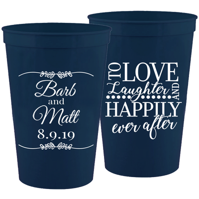 Wedding 002 - To Love Laughter Leaf - 16 oz Plastic Cups