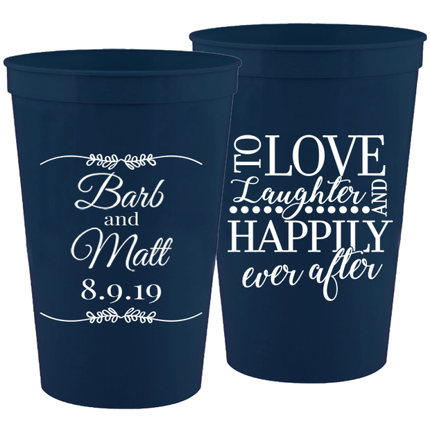 Wedding 002 - To Love Laughter Leaf - 16 oz Plastic Cups
