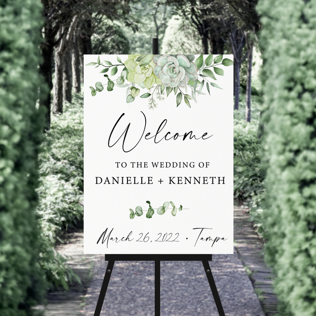 Wedding Welcome Sign - Succulent & Eucalyptus