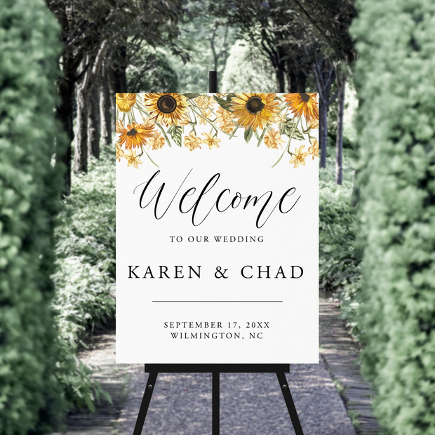 Wedding Welcome Sign - Sunflowers