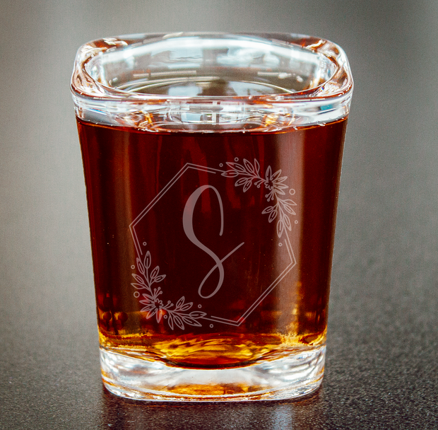 Shot Glass with Custom Engraved Initial