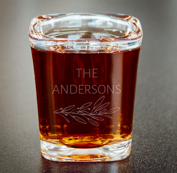Shot Glass with Custom Engraved Last Name