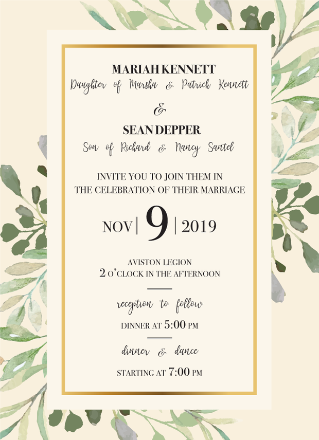 5x7 Wedding Invitation - 09