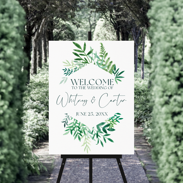 Wedding Welcome Sign - Watercolor Diamond Frame