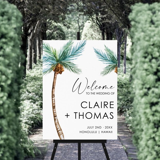 Wedding Welcome Sign - Palm Trees