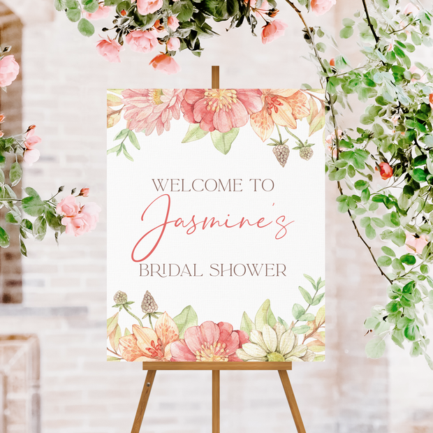 Bridal Shower Sign - Peach Florals