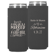 Wedding - Here's To A Long Life & A Married One - Neoprene Slim Can 007